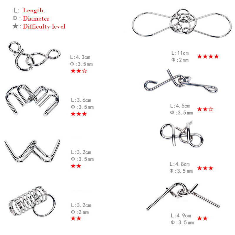 Nine Connected Rings Puzzle Classic Metal Wire Toy