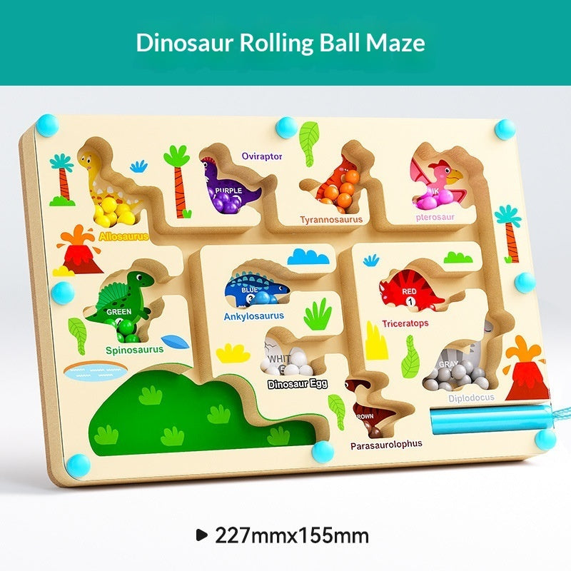 Wooden Magnetic Bead Maze Toy Early Educational Puzzle