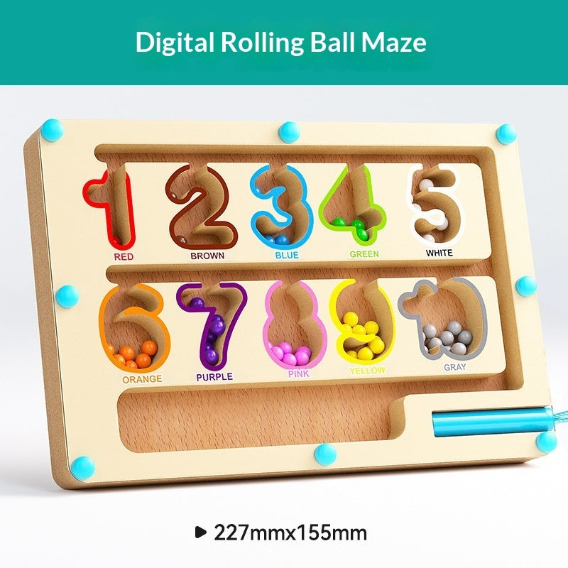 Wooden Magnetic Bead Maze Toy Early Educational Puzzle