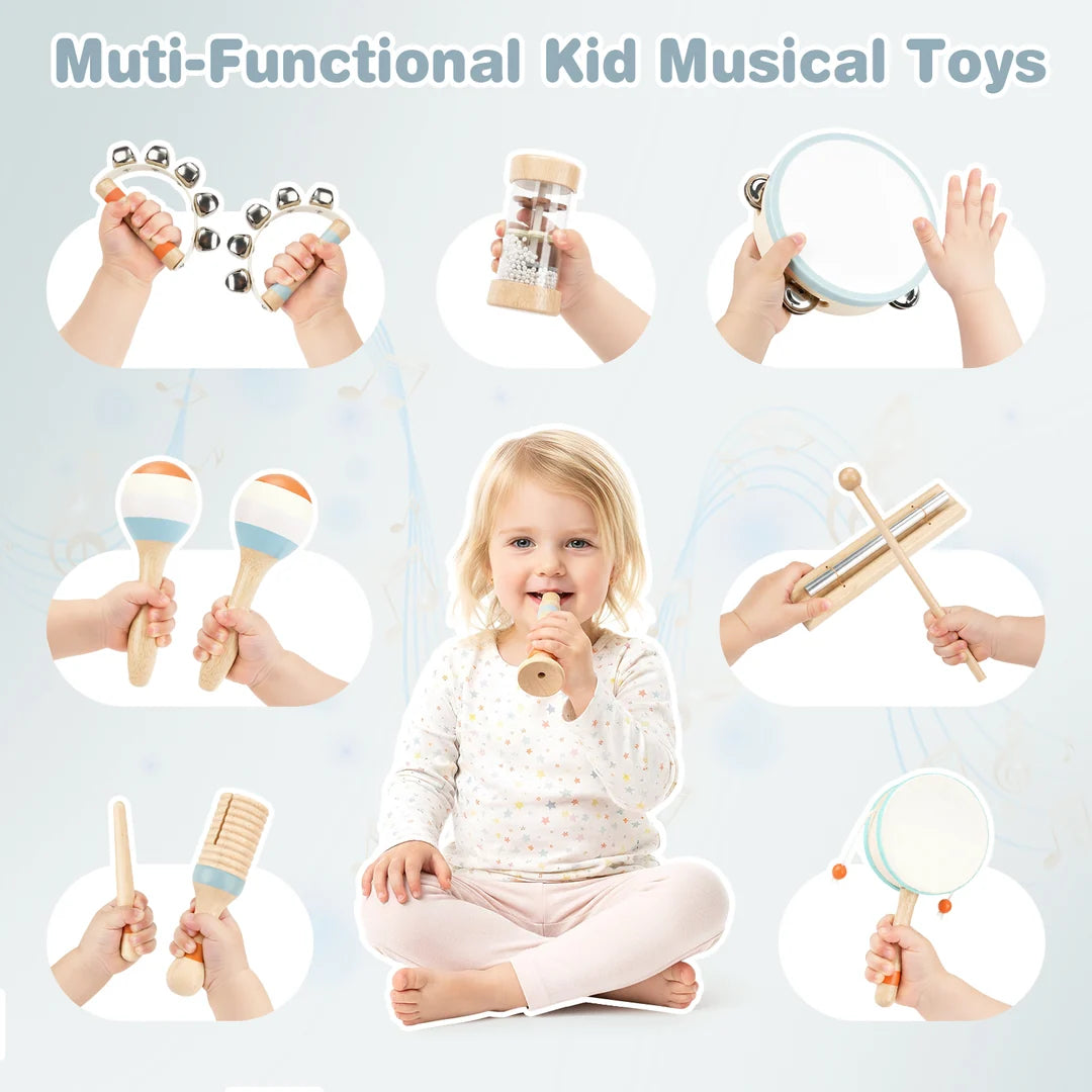 Drums & Bells - Wooden Montessori Instruments for 18M -4YS