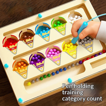 Wooden Magnetic Bead Maze Toy Early Educational Puzzle
