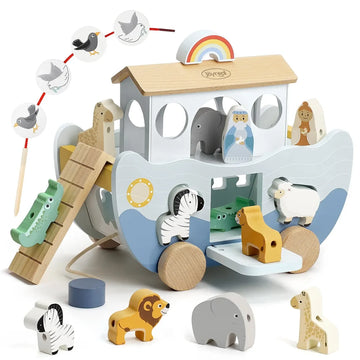 Wooden Noah's Ark Toy for Montessori Learning