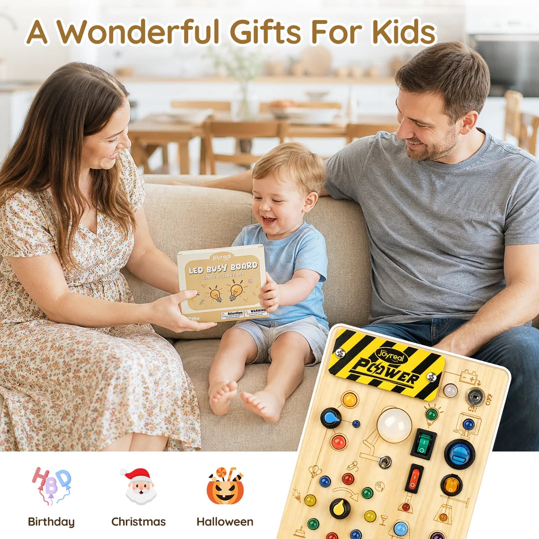 POWER Busy Board for Toddlers, Wooden Toys for STEM Learning