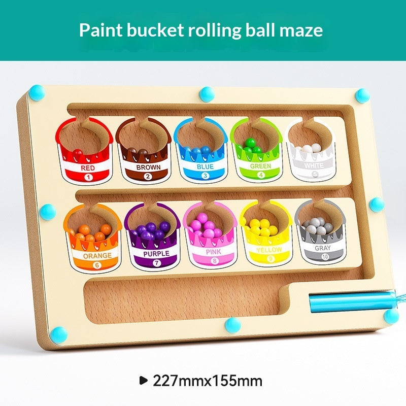Wooden Magnetic Bead Maze Toy Early Educational Puzzle