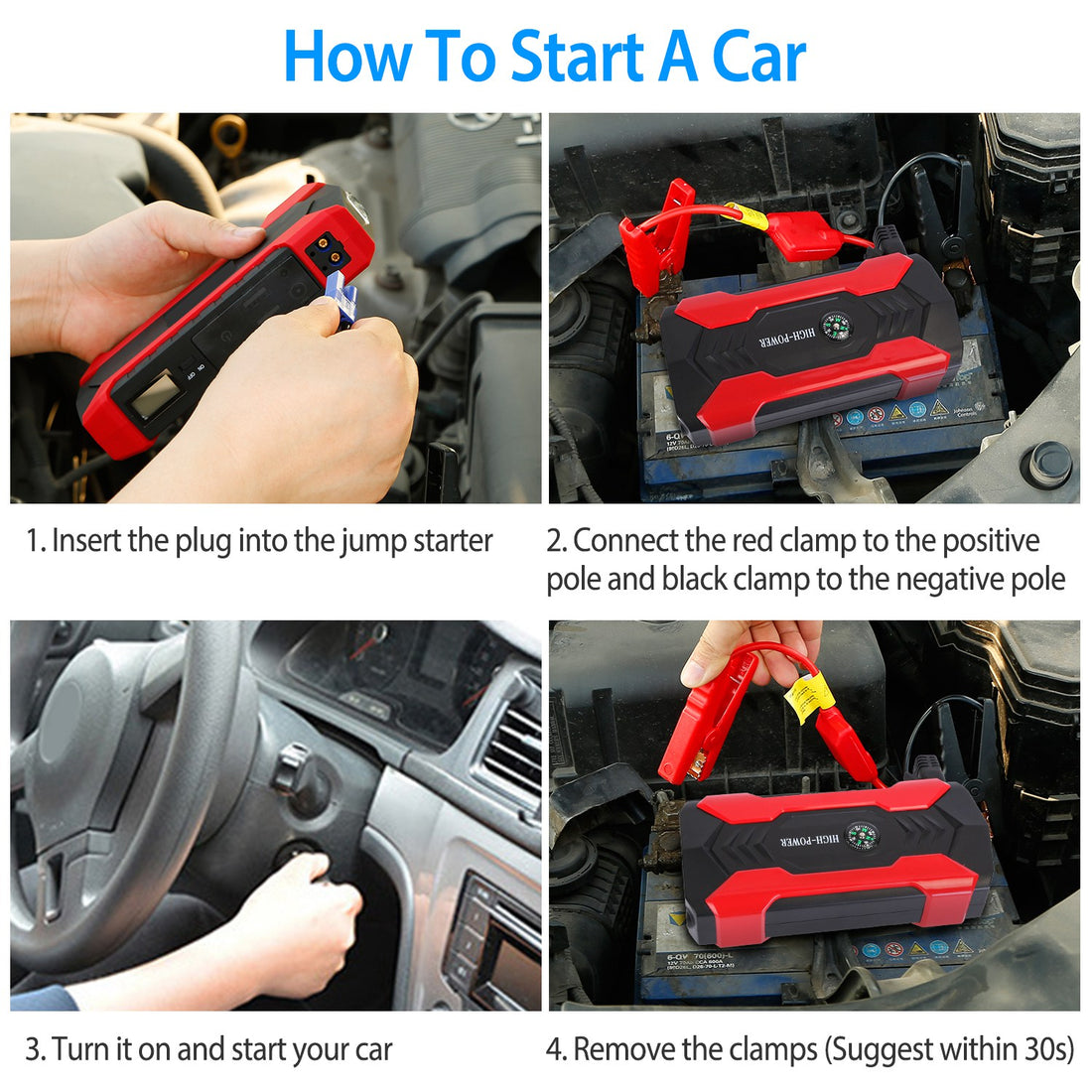 Car Jump Starter Booster 800A Peak 12V Battery Charger 