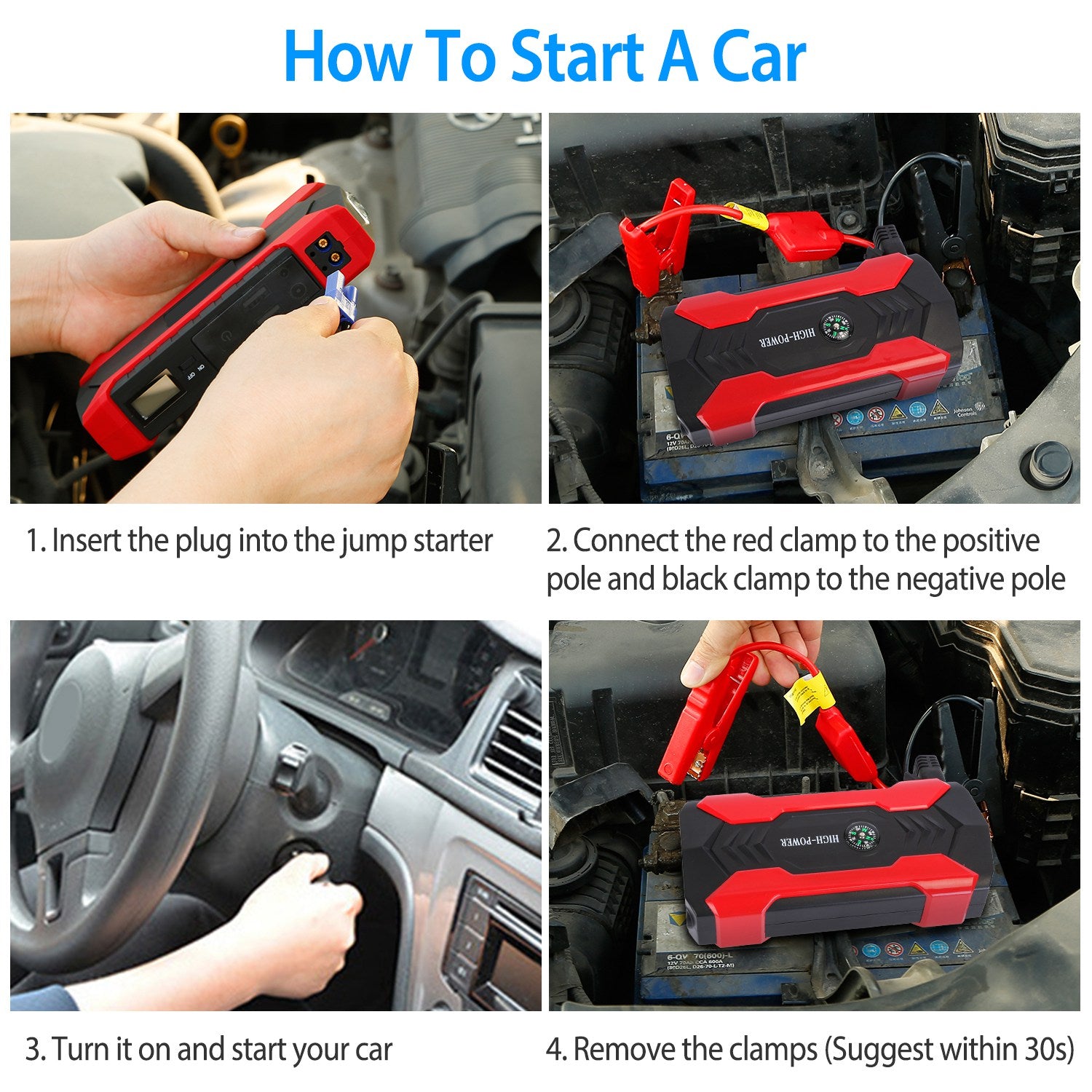 Car Jump Starter Booster 800A Peak 12V Battery Charger 